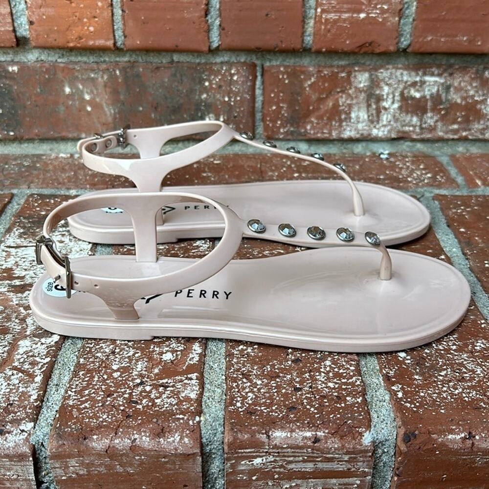 Katy Perry The Geli Stud Thong Sandals Diamond Light Tan Nude Jelly Size 6